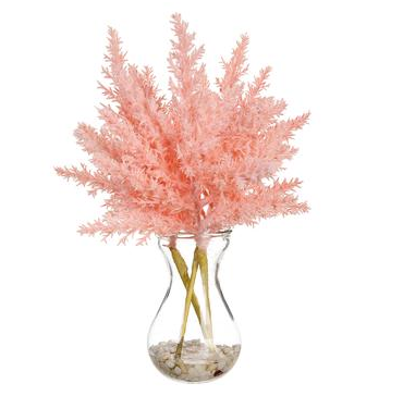 11" Pampas Grass in Glass Vase, Cream Pink