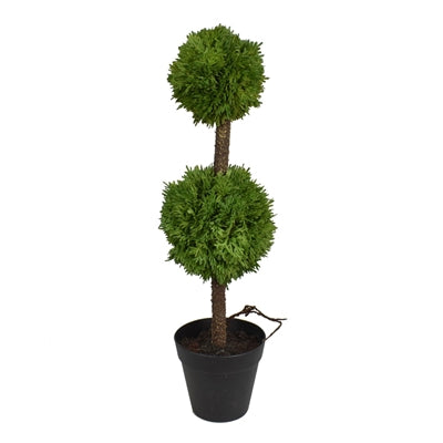 20” Potted Fresh Touch Cypress Dual Ball Topiary