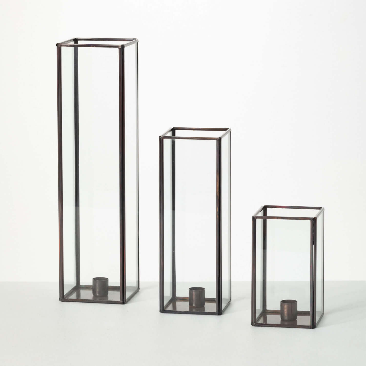 Rectangle Glass Taper Candle Holder