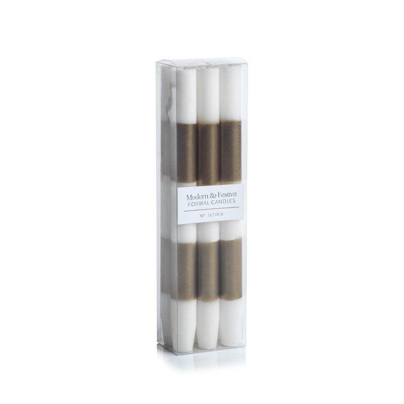 Striped Taper Candles, SET of 6- 4 Colors