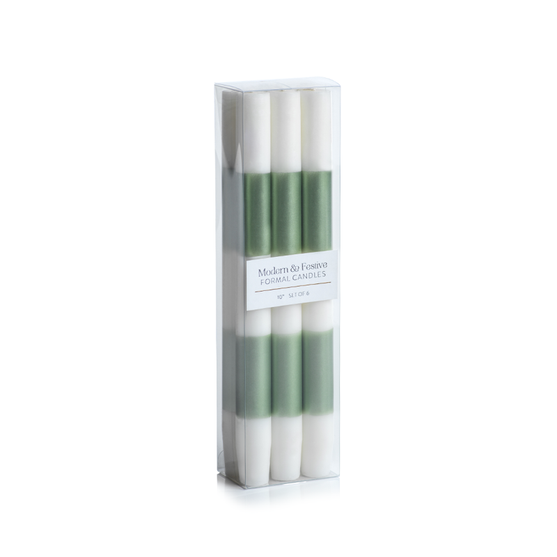 Striped Taper Candles, SET of 6- 4 Colors