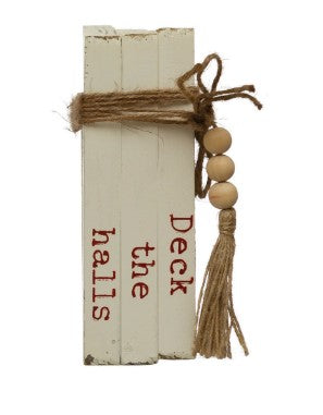 Wood Block Faux Books with Holiday Saying, 6 Styles