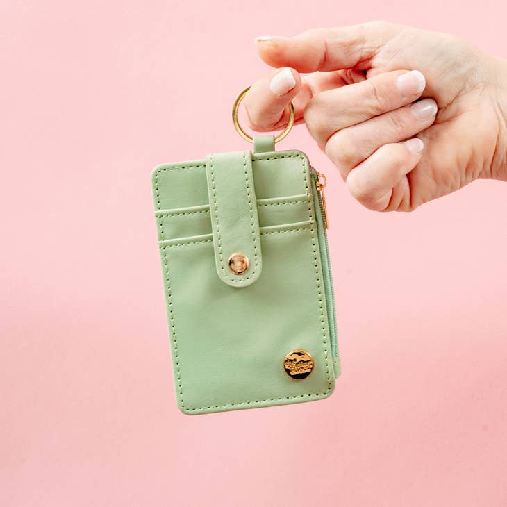 Solid - Light Green Keychain Card Wallet