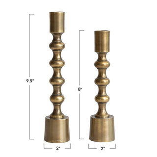 Cast Aluminum Taper Holders, Antique Gold Finish, Size Options