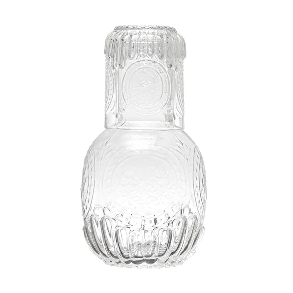 Embossed Glass Carafe with Drinking Glass