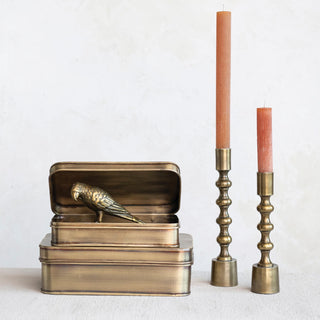Cast Aluminum Taper Holders, Antique Gold Finish, Size Options