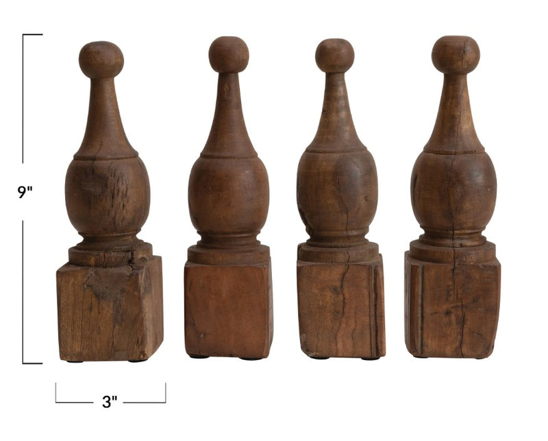 Hand-Carved Reclaimed Wood Finials **Each Will Vary**