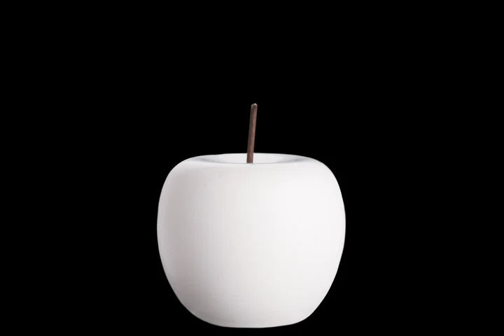 Porcelain Apple Figurine with Stem Matte Finish