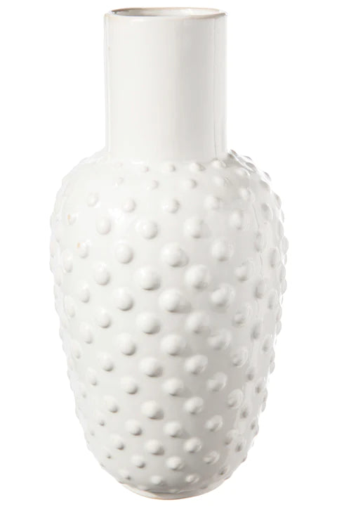 Ceramic Round Vase with Embossed Dotted Design