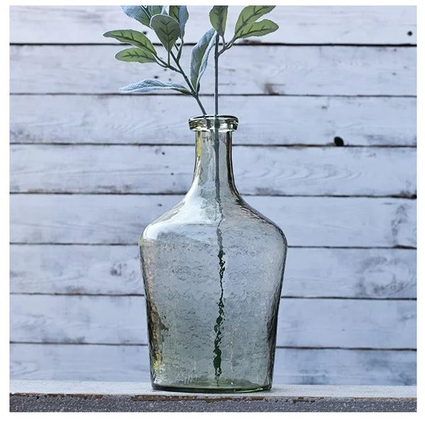 13.75" Light Grey Green Glass Vase